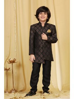 AJ Dezines - Full Sleeve Jacquard Indo Western Pant - Brown (Set of 2)